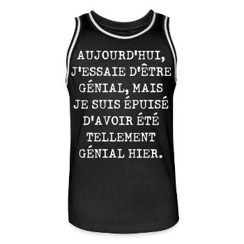 Aujourd'hui j'essaie d'être génial - Maillot de basket Homme - noir/blanc - Devant - AI Model Male 185 dark (185cm)