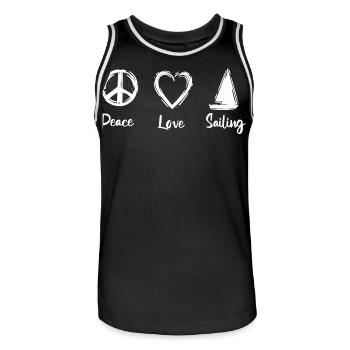 Peace Love Sailing - Men's Basketball Jersey - black/white - Front - AI Model Male 185 dark (185cm)