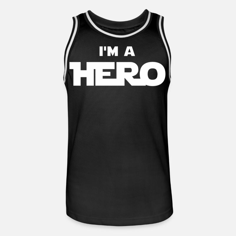 Ich bin ein Held (weiß) - Männer Basketball-Trikot - Schwarz/Weiß