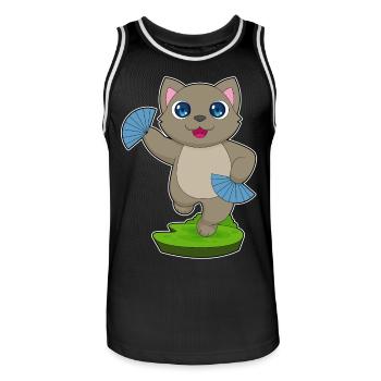 Ventilateur à main de chat - Maillot de basket Homme - noir/blanc - Devant - AI Model Male 185 dark (185cm)