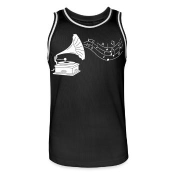 gramophone blanc et musique - Maillot de basket Homme - noir/blanc - Devant - AI Model Male 185 dark (185cm)