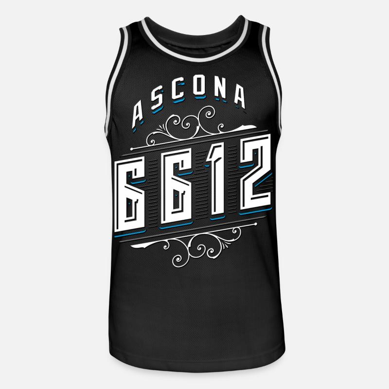 Ascona 6612 - Gemeinde Ascona - Männer Basketball-Trikot - Schwarz/Weiß