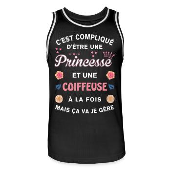 Cadeau Humoristique Coiffeuse Princesse - Maillot de basket Homme - noir/blanc - Devant - AI Model Male 185 dark (185cm)