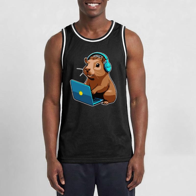 Capybara Programmer Coder Computer Men's Basketball Jersey