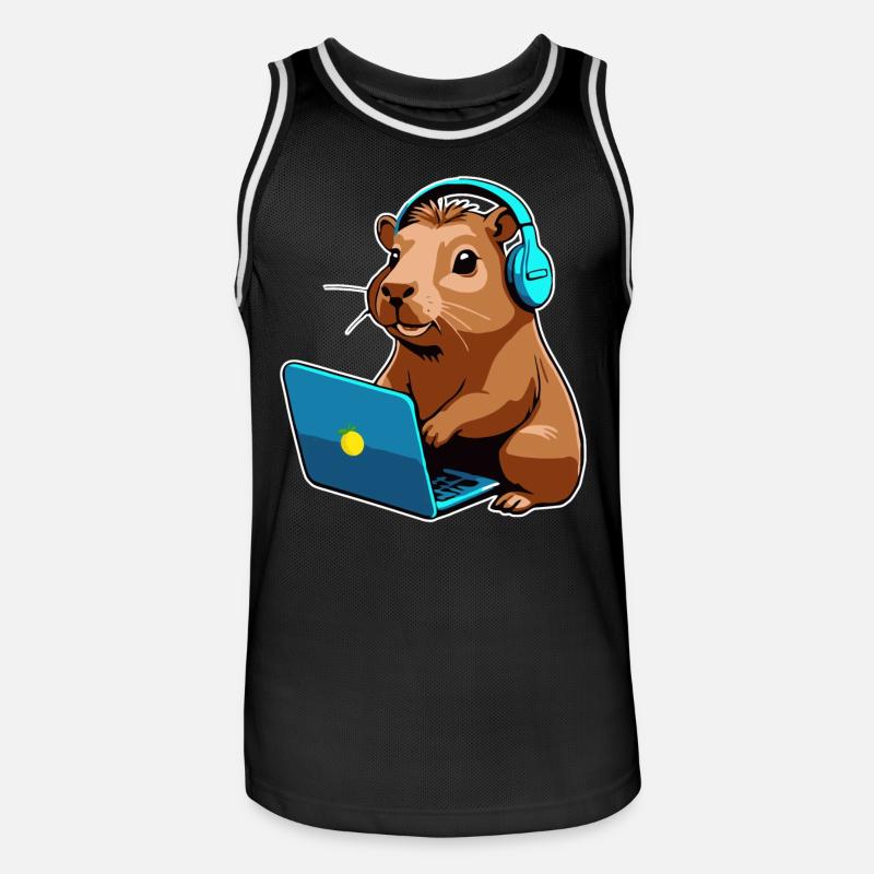 Capybara Programmierer Coder Computer - Männer Basketball-Trikot - Schwarz/Weiß
