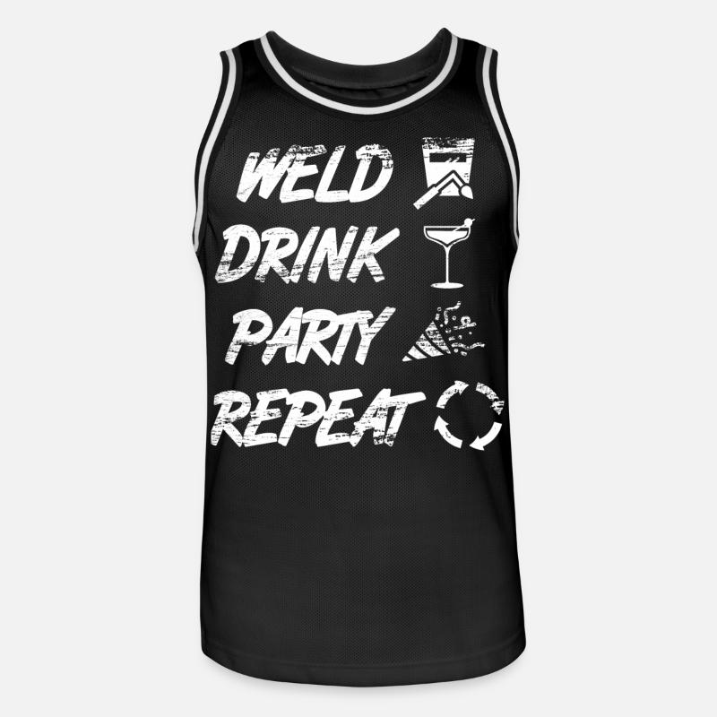 welding, drinking, celebrating, repeating - Men's Basketball Jersey - black/white