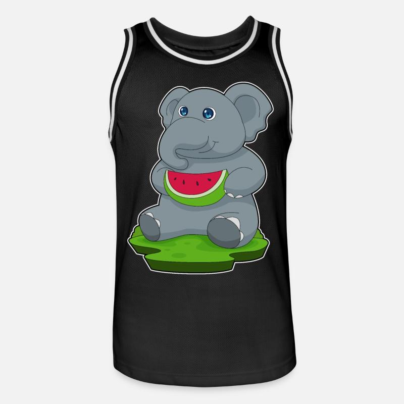 Éléphant Pastèque Fruit - Maillot de basket Homme - noir/blanc