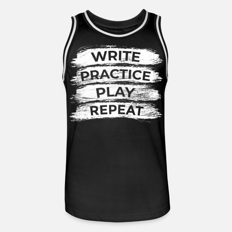 Writing, practicing, playing, repeating - Men's Basketball Jersey - black/white