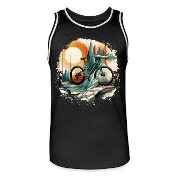 Mountain Bike Lovers - Men's Basketball Jersey - black/white - Front - AI Model Male 185 dark (185cm)