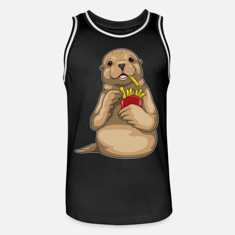 Frites de phoque - Maillot de basket Homme - noir/blanc