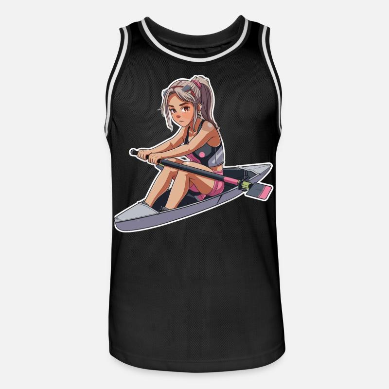 Ruderer Mädchen Grafik - Männer Basketball-Trikot - Schwarz/Weiß