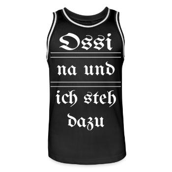 Ossi - na und - ich steh dazu - Männer Basketball-Trikot - Schwarz/Weiß - Vorne - AI Model Male 185 dark (185cm)