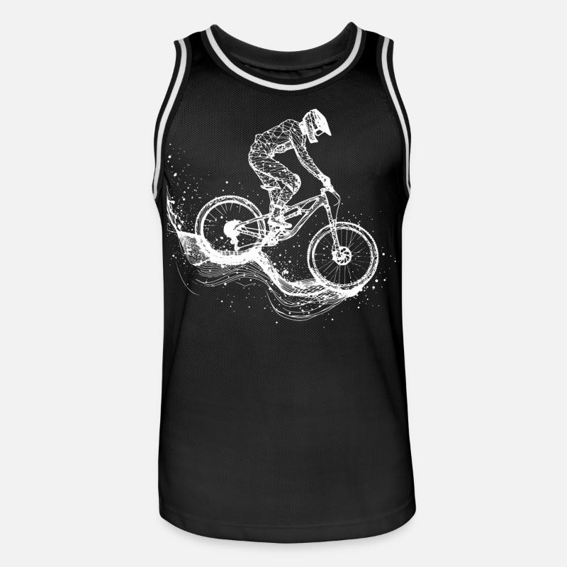 Mountain Biking Drawing - Men's Basketball Jersey - black/white