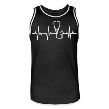 Stethoskop Herzschlag - Männer Basketball-Trikot - Schwarz/Weiß - Vorne - AI Model Male 185 dark (185cm)