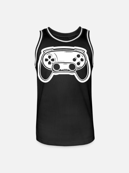 Video Game Controller Drawing - Men's Basketball Jersey - black/white