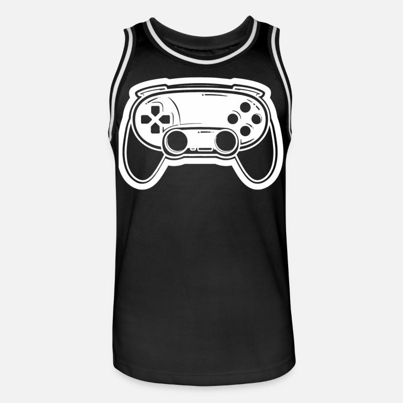 Video Game Controller Drawing - Men's Basketball Jersey - black/white