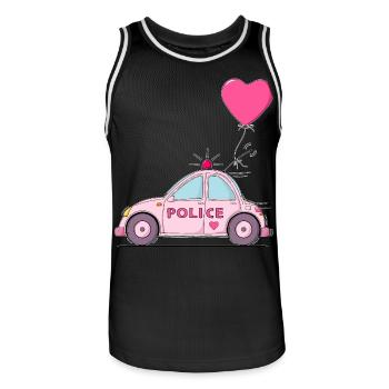 Coeur de police rose - Maillot de basket Homme - noir/blanc - Devant - AI Model Male 185 dark (185cm)