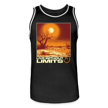 Live Without Limits – Surreal Desert Scene - Men's Basketball Jersey - black/white - Front - AI Model Male 185 dark (185cm)