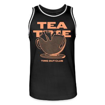Tea Time – Relaxing Time Out - Men's Basketball Jersey - black/white - Front - AI Model Male 185 dark (185cm)