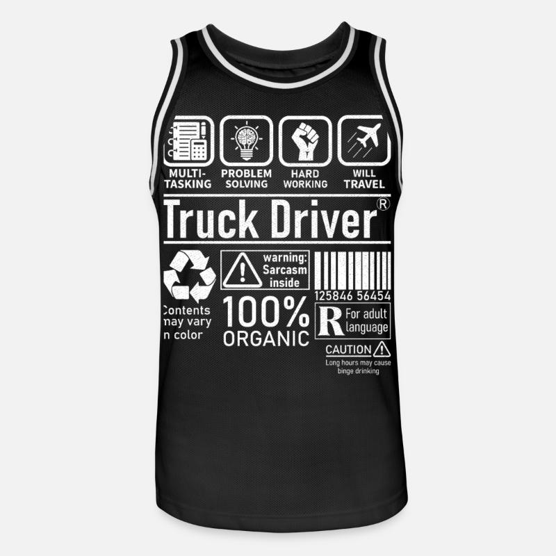 Truck Driver multi tasking problem solving - Men's Basketball Jersey - black/white