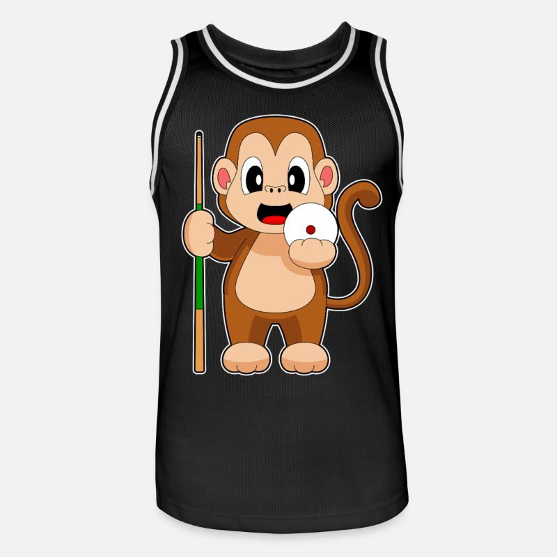 Affe Billiard Queue - Männer Basketball-Trikot - Schwarz/Weiß