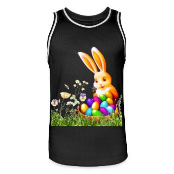 Osterhase mit bunten Eiern - Männer Basketball-Trikot - Schwarz/Weiß - Vorne - AI Model Male 185 dark (185cm)