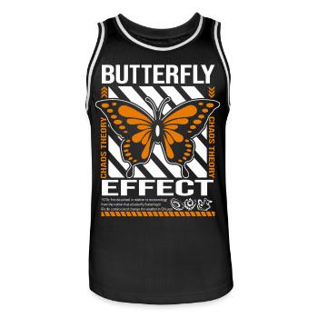 Butterfly Effect Chaos Theory Graphic Tee - Men's Basketball Jersey - black/white - Front - AI Model Male 185 dark (185cm)