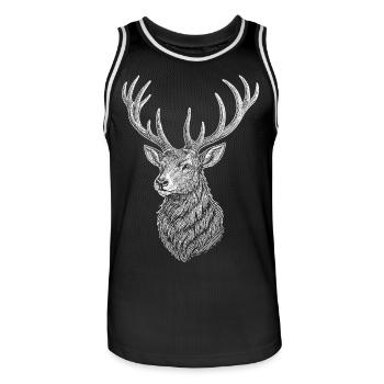 Hirsch - Männer Basketball-Trikot - Schwarz/Weiß - Vorne - AI Model Male 185 dark (185cm)