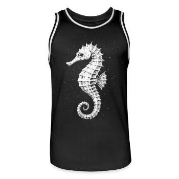 Sea horse - Men's Basketball Jersey - black/white - Front - AI Model Male 185 dark (185cm)