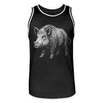 Wild boar - Men's Basketball Jersey - black/white - Front - AI Model Male 185 dark (185cm)