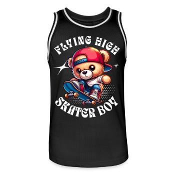 Skater teddy bear on skateboard - Men's Basketball Jersey - black/white - Front - AI Model Male 185 dark (185cm)