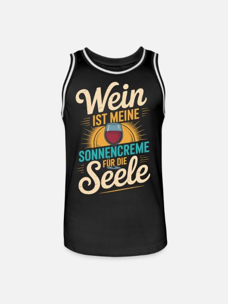 Wein als Sonnencreme der Seele - Männer Basketball-Trikot - Schwarz/Weiß