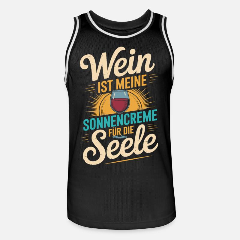 Wein als Sonnencreme der Seele - Männer Basketball-Trikot - Schwarz/Weiß