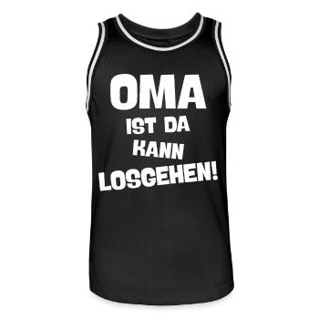 OMA IST DA KANN LOSGEHEN coole Großmutter spruch - Männer Basketball-Trikot - Schwarz/Weiß - Vorne - AI Model Male 185 dark (185cm)