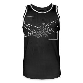 Itinéraire VTT paysage de montagne - Maillot de basket Homme - noir/blanc - Devant - AI Model Male 185 dark (185cm)