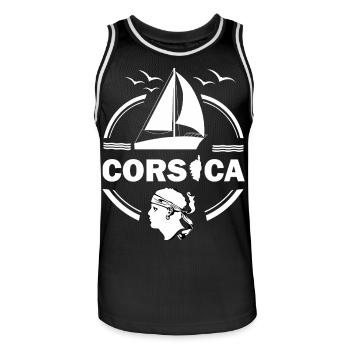 Voilier Corse Ile Voilier Corse France - Maillot de basket Homme - noir/blanc - Devant - AI Model Male 185 dark (185cm)