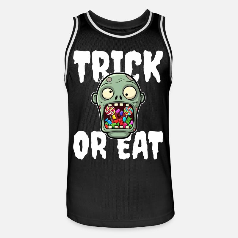 SÜSSES ODER ESSEN - ZOMBIE HALLOWEEN - Männer Basketball-Trikot - Schwarz/Weiß