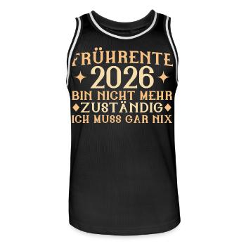 Retraite anticipée 2026 - N’est plus responsable - Part retraite - Maillot de basket Homme - noir/blanc - Devant - AI Model Male 185 dark (185cm)