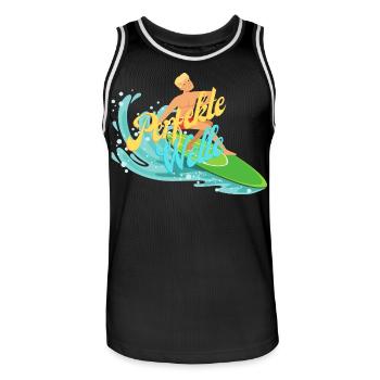 Bunter Surfer mit Wasserwellen - Männer Basketball-Trikot - Schwarz/Weiß - Vorne - AI Model Male 185 dark (185cm)