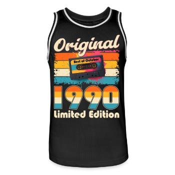 Cassette du 35e anniversaire, octobre 1990 - Maillot de basket Homme - noir/blanc - Devant - AI Model Male 185 dark (185cm)