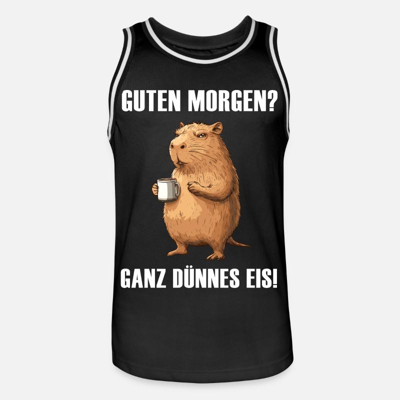 Capibara con tazza da caffè - Maglia da basket per uomo - nero/bianco
