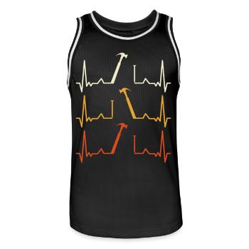 Heartbeat Hammer Pattern - Men's Basketball Jersey - black/white - Front - AI Model Male 185 dark (185cm)