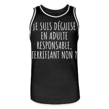 Halloween Adult Humor - Ironic Costume - Men's Basketball Jersey - black/white - Front - AI Model Male 185 dark (185cm)