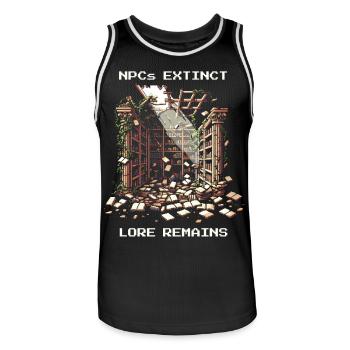 Les PNJ disparus, l’histoire reste | Post-apocalyptique - Maillot de basket Homme - noir/blanc - Devant - AI Model Male 185 dark (185cm)