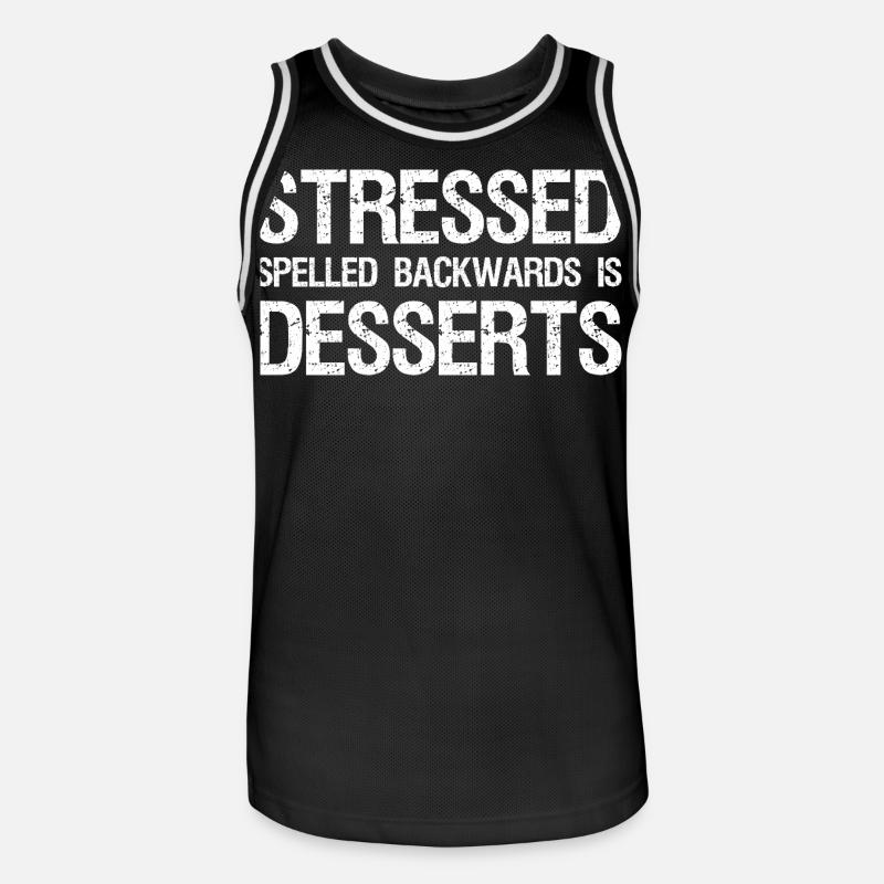 Stressed Spelled Backwards is Desserts - Men's Basketball Jersey - black/white