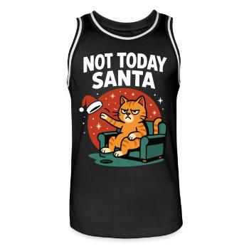 Lustige Katze Nicht Heute Weihnachtsmann Weihnachten Humor - Männer Basketball-Trikot - Schwarz/Weiß - Vorne - AI Model Male 185 dark (185cm)