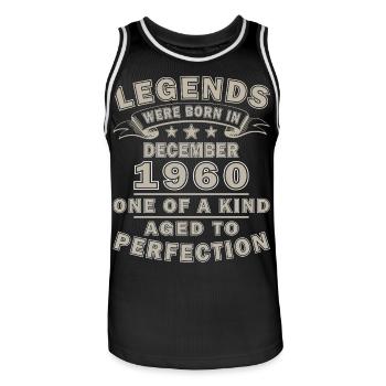 Décembre 1960 Vintage Anniversaire Cadeau Rétro - Maillot de basket Homme - noir/blanc - Devant - AI Model Male 185 dark (185cm)