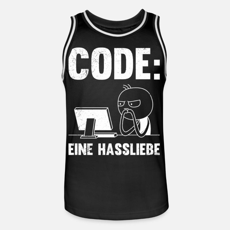 Coder CODE EINE HASSLIEBE LUSTIG - Männer Basketball-Trikot - Schwarz/Weiß
