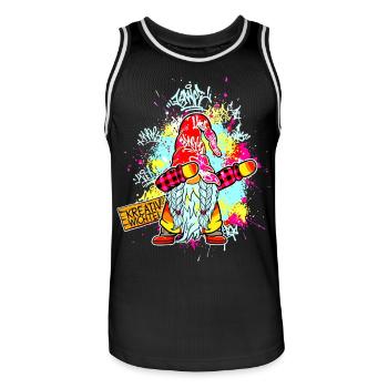 GNOME CRÉATIF Dab Graffiti Artiste XMas - Maillot de basket Homme - noir/blanc - Devant - AI Model Male 185 dark (185cm)