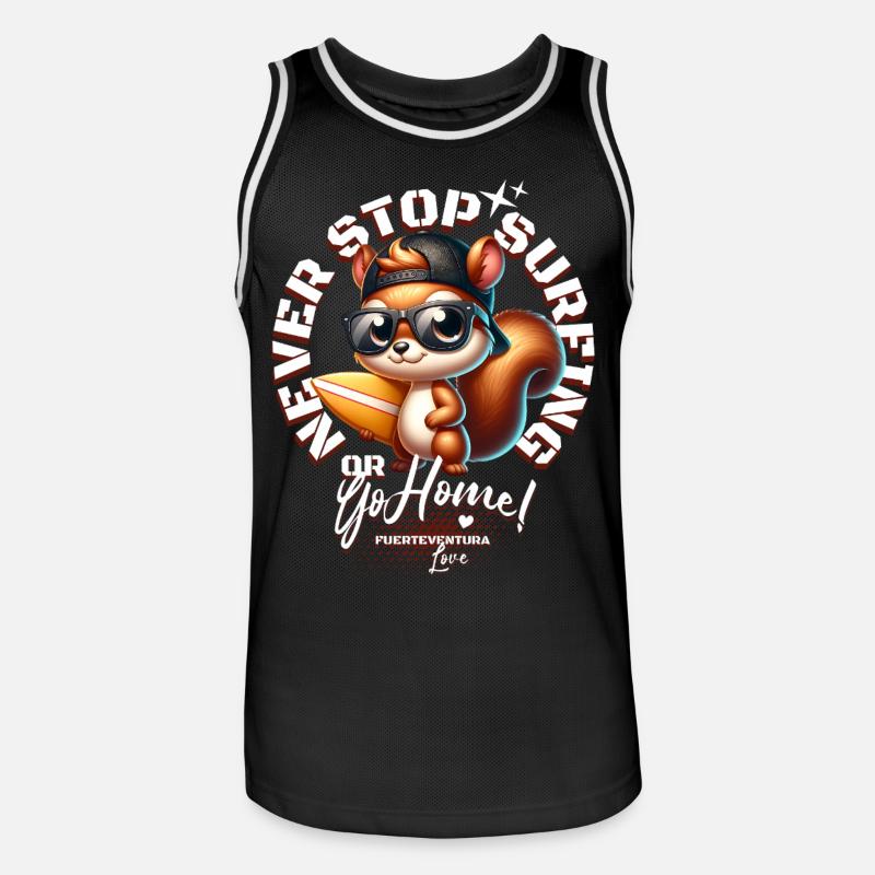 Surfer Eichhörnchen mit Surfbrett - Männer Basketball-Trikot - Schwarz/Weiß